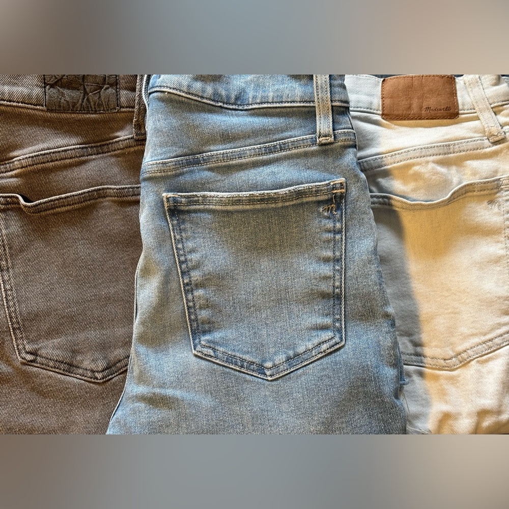 Madewell Trio: Light Blue, Tan & Cream Ankle Crop Jeans